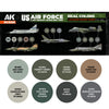 AK-Interactive: Real Colors Lacquer Paint Set US Air Force & ANG Aircraft Colors 1960-80s (8 colors)